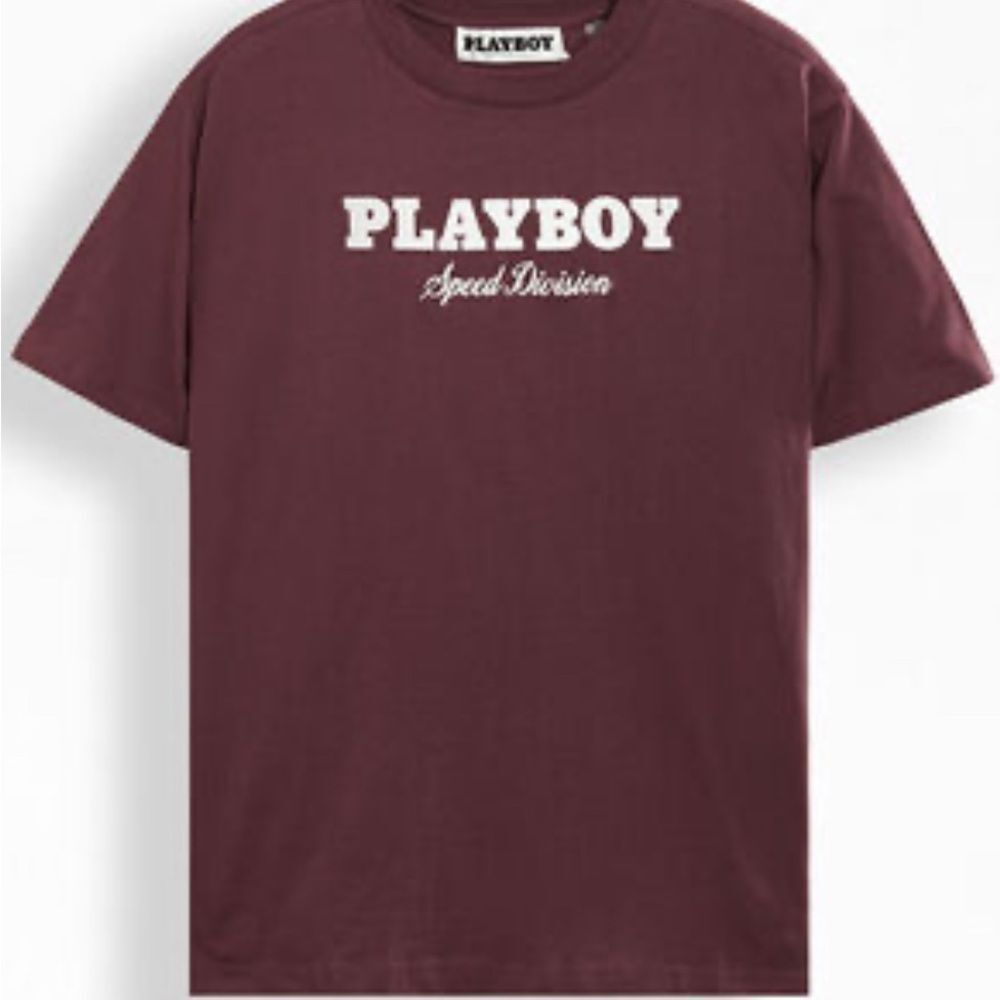 Playboy Y2K Burgundy Tee with Iconic White Logo - Picture 2 of 9